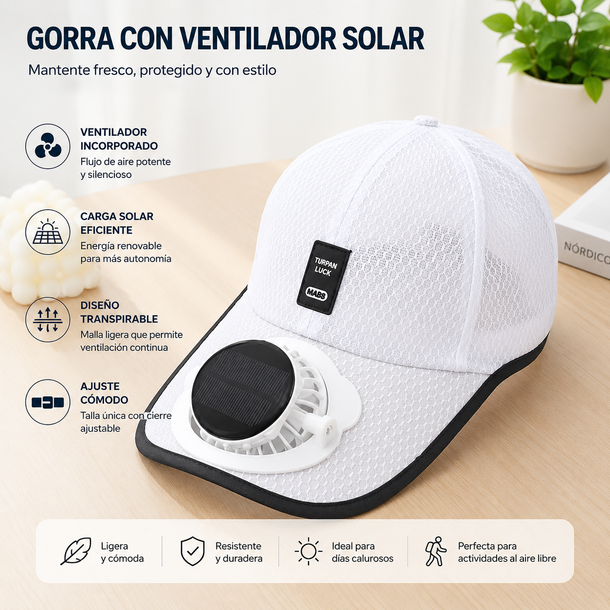 Gorra Solar con Ventilador Integrado 🧢☀️