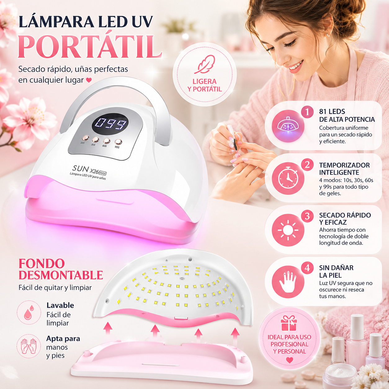 Lámpara UV LED Profesional  para Uñas