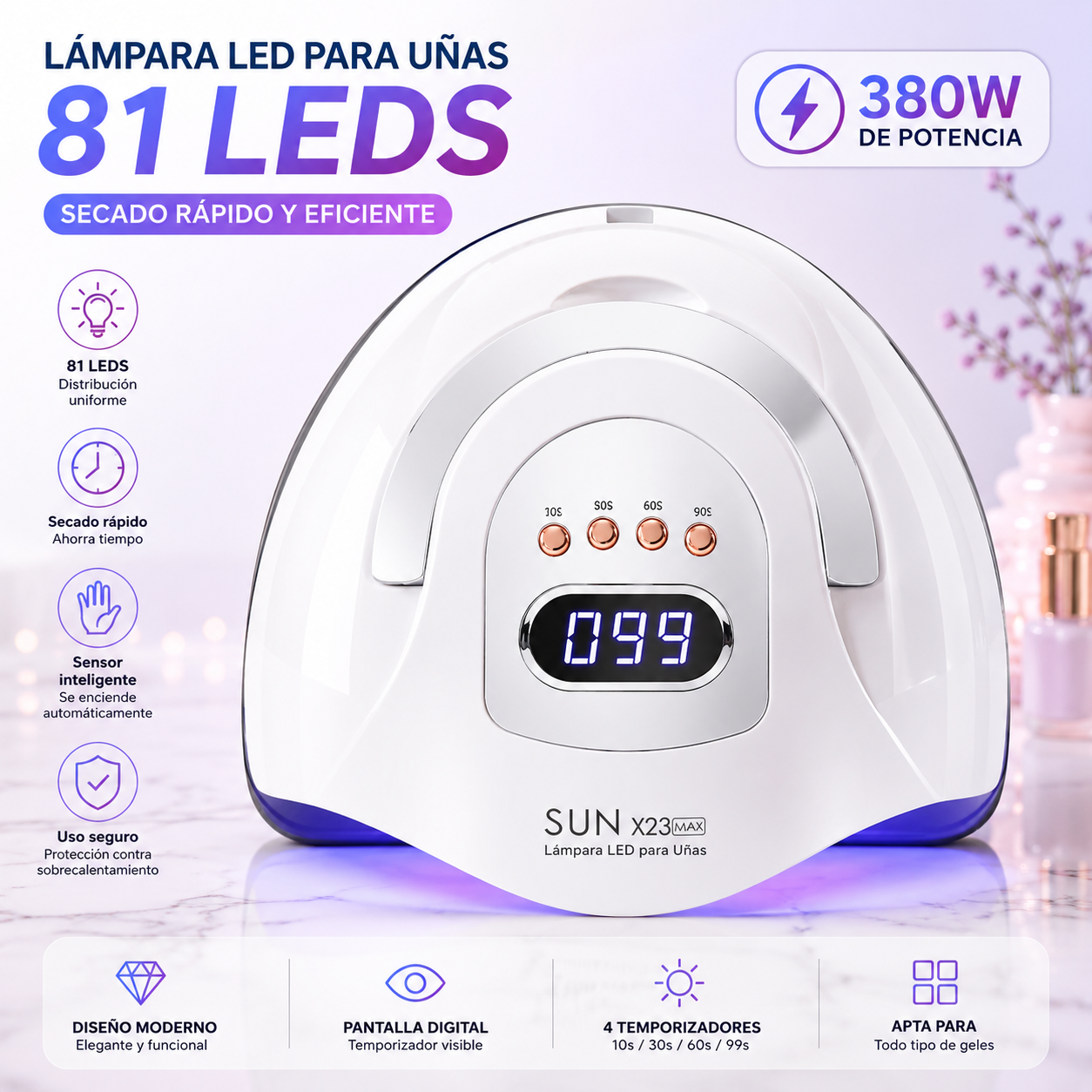 Lámpara UV LED Profesional  para Uñas