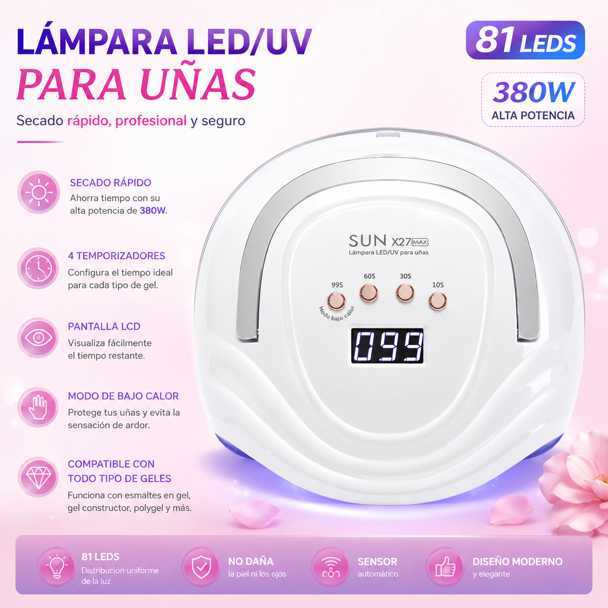 Lámpara UV LED Profesional  para Uñas