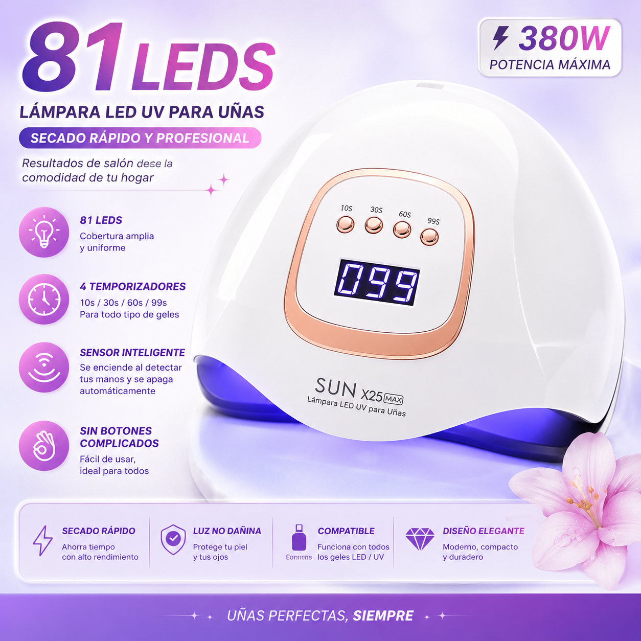 Lámpara UV LED Profesional  para Uñas