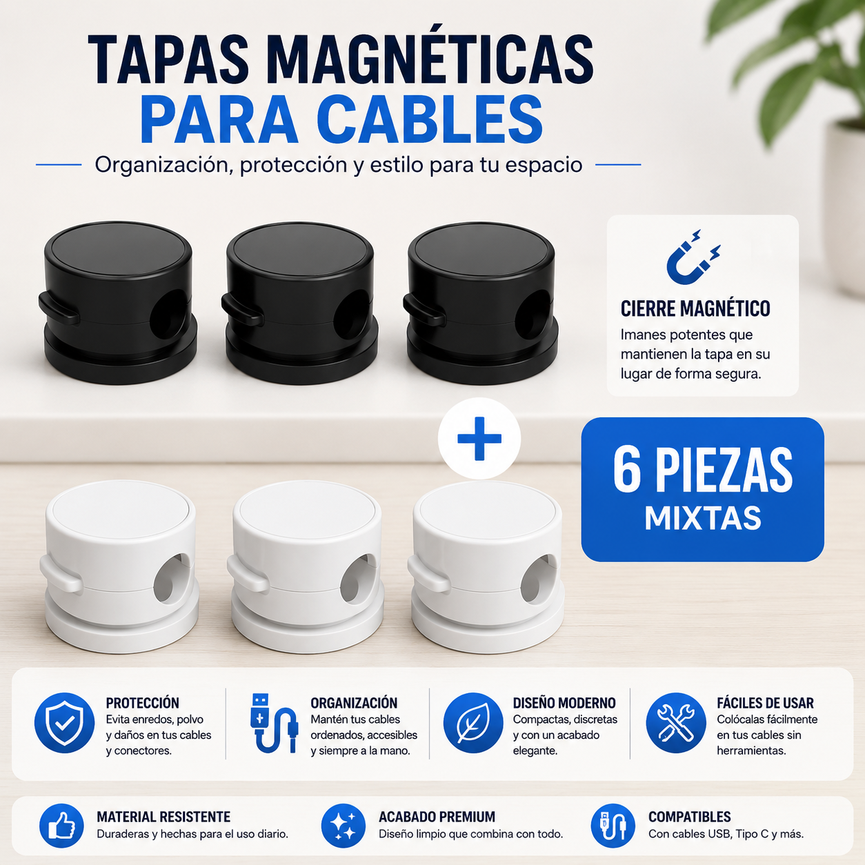Organizador Magnético de Cables 360°