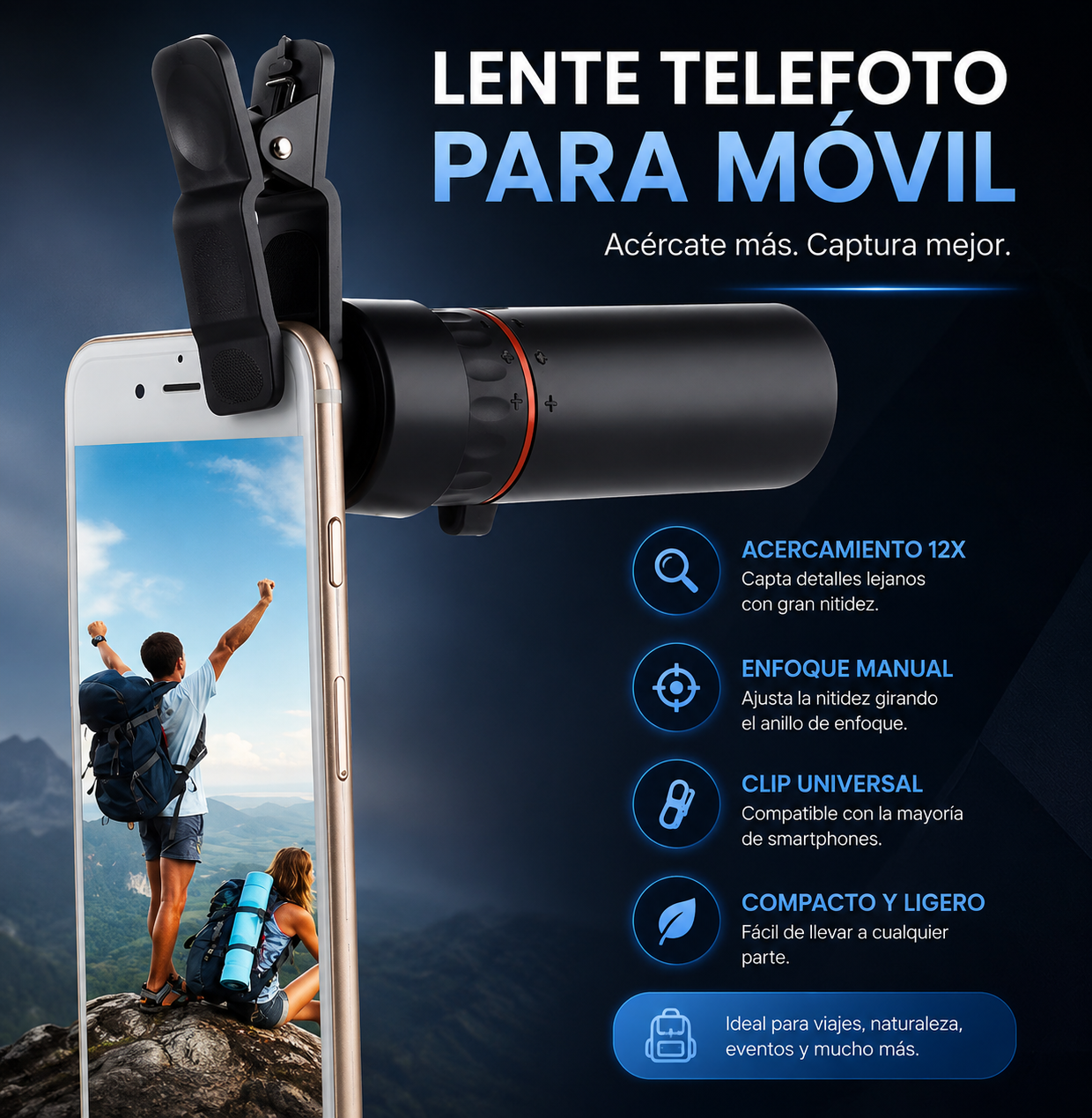 Monocular Portátil HD | Visión de Largo Alcance para Aventuras y Viajes