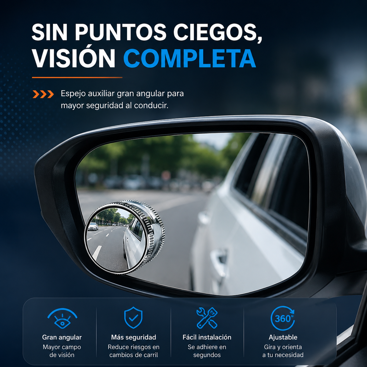 Espejos de Punto Ciego 360° HD para Coche – Máxima Visibilidad y Seguridad al Aparcar