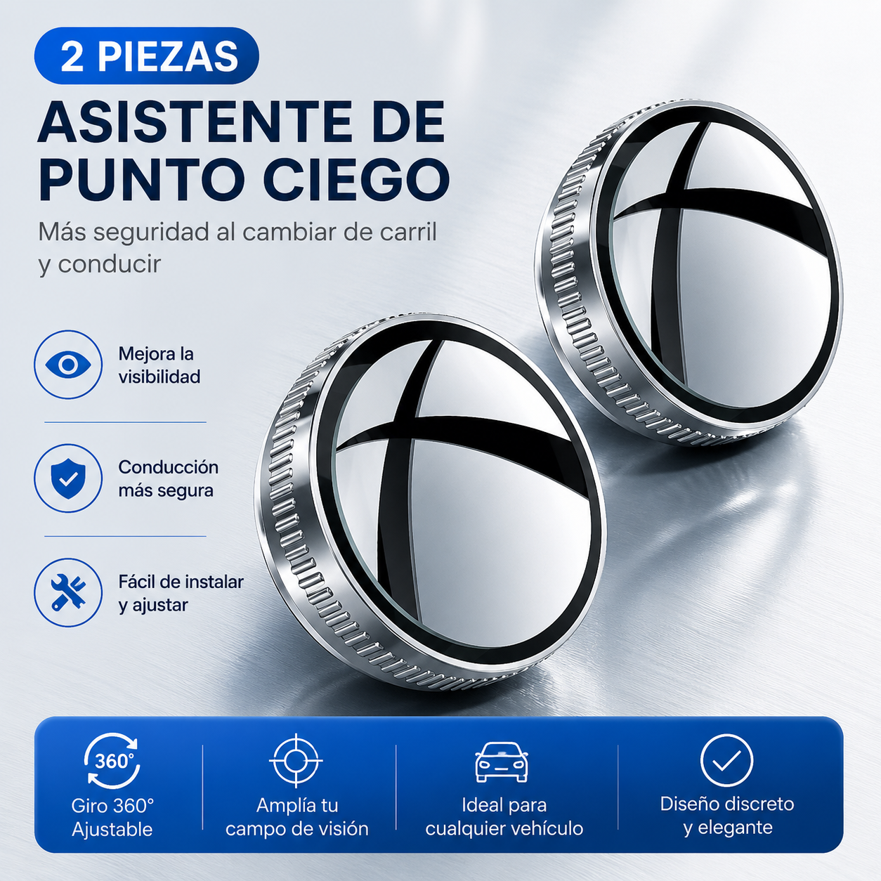 Espejos de Punto Ciego 360° HD para Coche – Máxima Visibilidad y Seguridad al Aparcar
