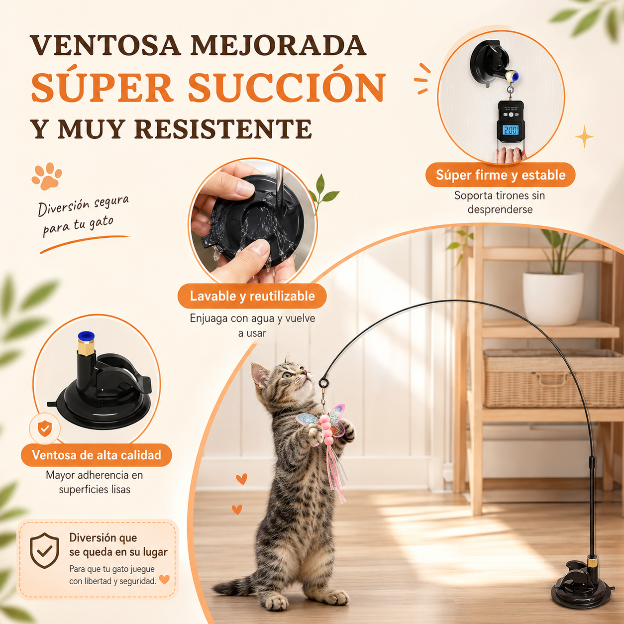 Juguete Interactivo para Gatos con Plumas y Ventosa