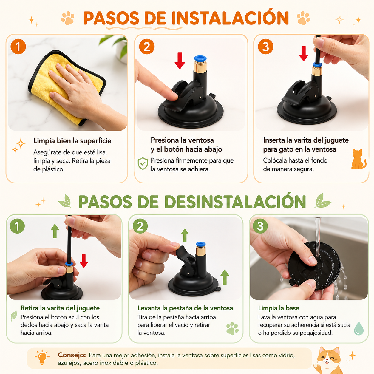 Juguete Interactivo para Gatos con Plumas y Ventosa