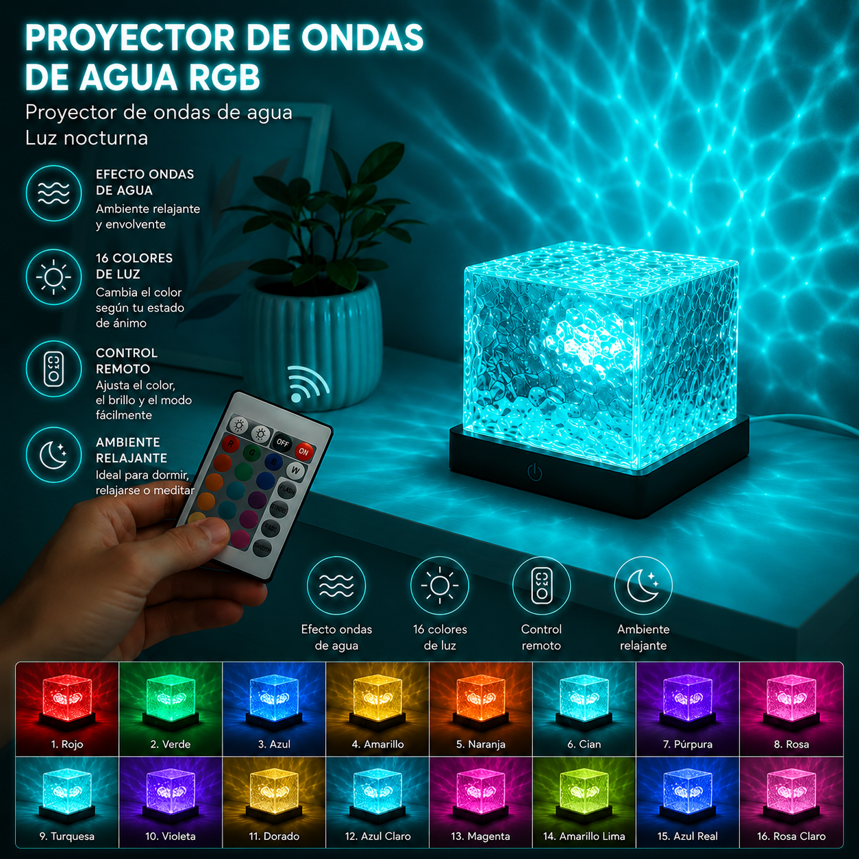 Proyector de Ondas de Agua RGB