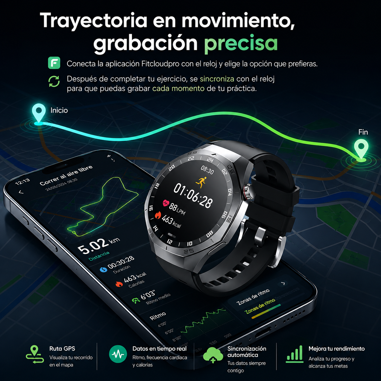 Watch 5 Max – Smartwatch AMOLED con GPS y Llamadas Bluetooth