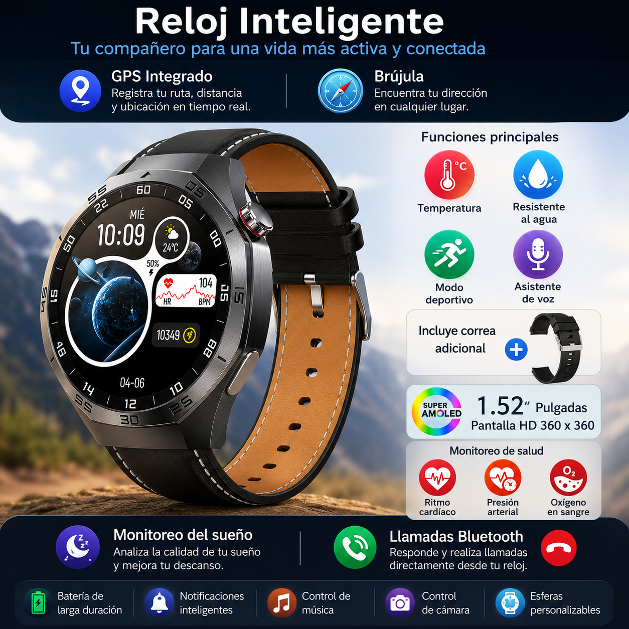 Watch 5 Max – Smartwatch AMOLED con GPS y Llamadas Bluetooth
