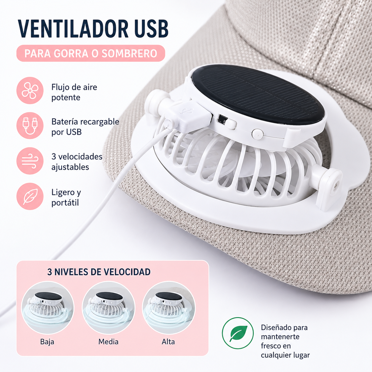 Gorra Solar con Ventilador Integrado 🧢☀️