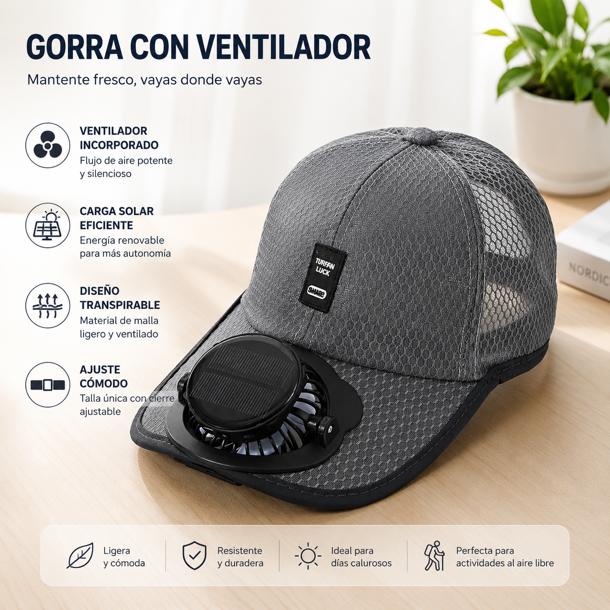 Gorra Solar con Ventilador Integrado 🧢☀️