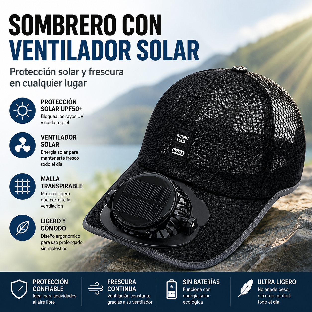 Gorra Solar con Ventilador Integrado 🧢☀️